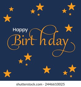 Happy Birthday typography vector design for greeting cards and poster with balloon, confetti and gift box, design template for birthday celebration.