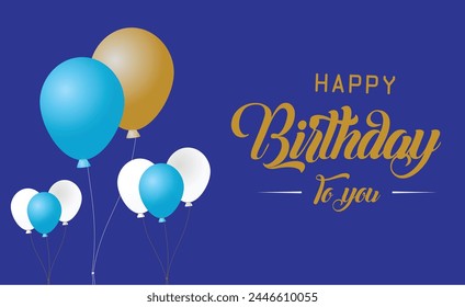 Happy Birthday typography vector design for greeting cards and poster with balloon, confetti and gift box, design template for birthday celebration.