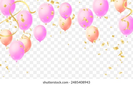 Happy Birthday typography vector design for greeting cards and poster with balloon, confetti, design template for birthday celebration.