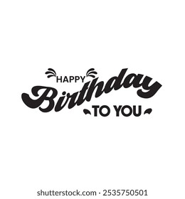 Feliz cumpleaños tipografía diseño de Vector, feliz cumpleaños negro hermoso texto tipografía, deseos de cumpleaños, feliz cumpleaños texto, tipografía