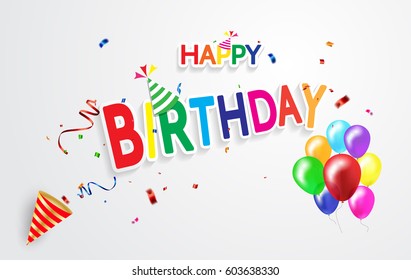Happy Birthday typography vector design for greeting cards and poster with balloon,