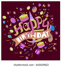 Happy Birthday Typography Vector Design Greeting Stock Vector (Royalty ...