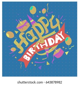 Happy Birthday Typography Vector Design Greeting Stock Vector (Royalty ...