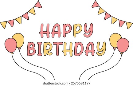 Happy Birthday Typography Vector illustration. Birthday Party Banner