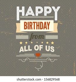 Happy Birthday, typography, vintage poster, grunge