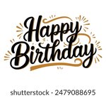 Happy birthday typography with white background.