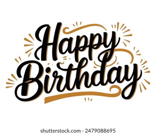 Happy birthday typography with white background.