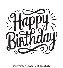 happy birthday typography with white background