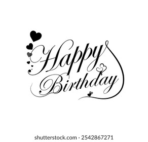 Happy birthday typography with white background, perfect for greeting card and event invitations, vector illustration