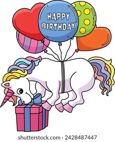 Happy Birthday Unicorn Cartoon Colored Clipart 