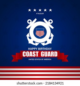 Happy birthday United States Coast Guard theme vector illustration. Suitable for Poster, Banners, background and greeting card.