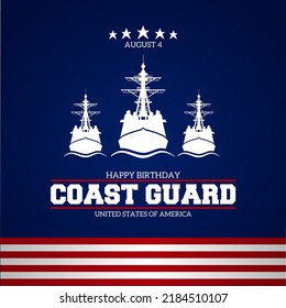 Happy birthday United States Coast Guard theme vector illustration. Suitable for Poster, Banners, background and greeting card.