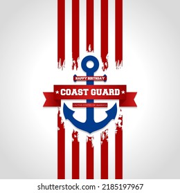 Happy birthday United States Coast Guard theme vector illustration. Suitable for Poster, Banners, background and greeting card.