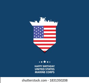 Happy Birthday United States Marine Corps. Holiday concept. Template for background, banner, card, poster with text inscription. Vector EPS10 illustration