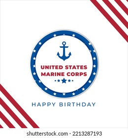 Happy Birthday United States Marine Corps. November 10. Holiday concept. Template for background, banner, greeting card, poster with text inscription.