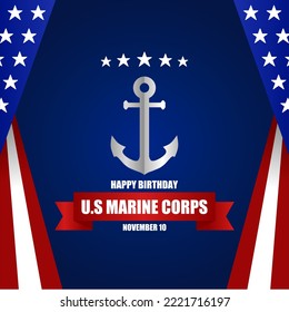 Happy birthday United States Marine corps theme vector illustration.