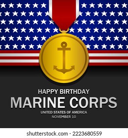 Happy birthday United States Marine corps theme. Vector illustration. Suitable for Poster, Banners, background and greeting card.