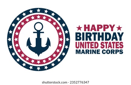 Happy Birthday United States Marine Corps  Vector Template Design Illustration. Suitable for greeting card, poster and banner