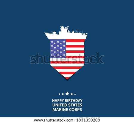 Happy Birthday United States Marine Corps. Holiday concept. Template for background, banner, card, poster with text inscription. Vector EPS10 illustration