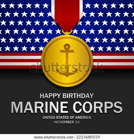 Happy birthday United States Marine corps theme. Vector illustration. Suitable for Poster, Banners, background and greeting card.