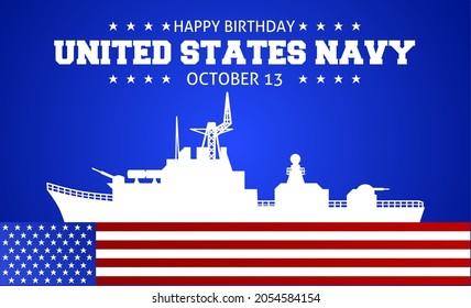 Happy Birthday United States Navy theme symbol icon. Vector illustration. Suitable for Poster, Banners, campaign and greeting.
