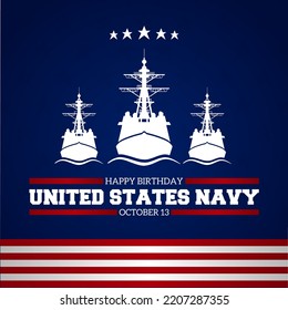 Happy birthday United States Navy vector illustration. Suitable for Poster, Banners, background and greeting card.