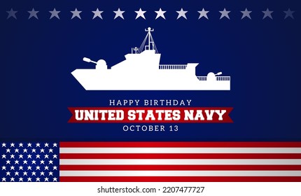 Happy birthday United States Navy vector illustration. Suitable for Poster, Banners, background and greeting card.