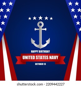 Happy birthday United States Navy vector illustration. Suitable for Poster, Banners, background and greeting card.