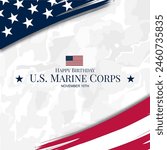 Happy Birthday US Marine Corps November 10 Background Vector Illustration