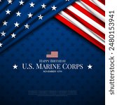 Happy Birthday US Marine Corps November 10 Background Vector Illustration