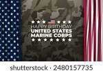 Happy Birthday US Marine Corps November 10 Background Vector Illustration