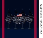 Happy Birthday US Marine Corps November 10 Background Vector Illustration