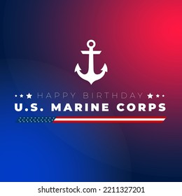 Happy birthday U.S. marine corps November 10.Template for background, banner, card, poster with text inscription.