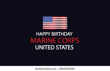 Happy Birthday US Marine Corps Text Flag Design