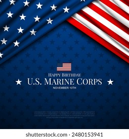 Happy Birthday US Marine Corps November 10 Background Vector Illustration