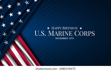 Happy Birthday US Marine Corps November 10 Background Vector Illustration