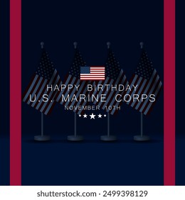 Happy Birthday US Marine Corps November 10 Background Vector Illustration