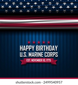 Happy Birthday US Marine Corps November 10 Background Vector Illustration