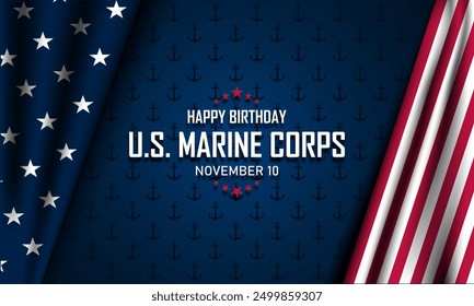 Happy Birthday US Marine Corps November 10 Background Vector Illustration