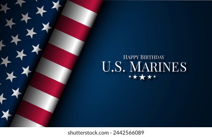 Happy Birthday US Marine November 10 Background Vector Illustration