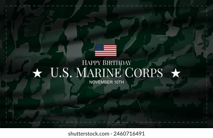 Happy Birthday US Marine November 10 Background Vector Illustration