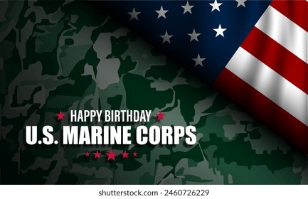 Happy Birthday US Marine November 10 Background Vector Illustration