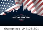 Happy  Birthday US Navy October 13 background Vector Illustration 