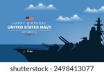 Happy  Birthday US Navy October 13 background Vector Illustration 