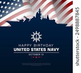 Happy  Birthday US Navy October 13 background Vector Illustration 