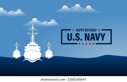 Happy  Birthday US Navy October 13 background Vector Illustration 