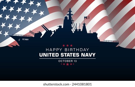 Happy  Birthday US Navy October 13 background Vector Illustration 