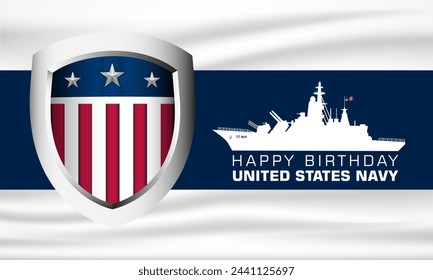 Happy  Birthday US Navy October 13 background Vector Illustration 