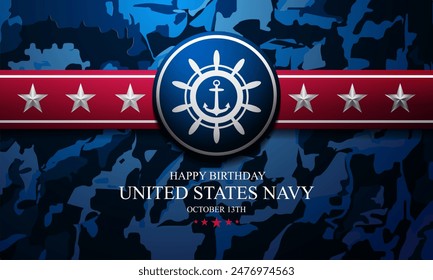 Happy  Birthday US Navy October 13 background Vector Illustration 