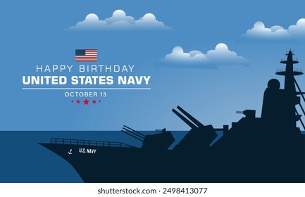 Happy  Birthday US Navy October 13 background Vector Illustration 